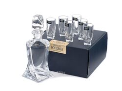 Набор для питья стеклянный "QUADRO" 7 пр.: графин 500 мл, 6 рюмок 50 мл (2K9/99999/9/99A44/457-7MK) Crystalite Bohemia