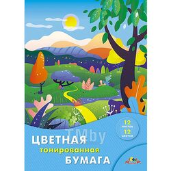 Бумага цветная тонированная А4 12л. 12цв. "Лесная полянка" Апплика С0305-11