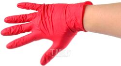 Перчатки одноразовые Wally Plastic (M, 100шт, красный)