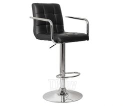 Стул (кресло) барный Kingstyle Logos Arm GB, основание хром + подлокотники, экокожа Пегассо (черный)
