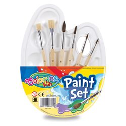 Кисть для рисования "Paint set" щетина, набор 6 шт. (круглая №10, 6, 4, 2, плоская №8, 12) CoolPack 68710PTR