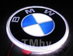 Значок с подсветкой 3D BMW WHITE 8,2см KING