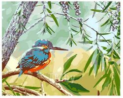 Набор для рисования по номерам, картина 41х50 см "Маленькая птичка" (основа на карт, краски, кисть) LORI Кпн-218