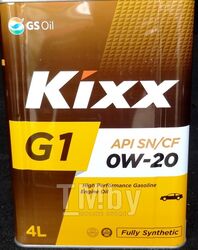 Моторное масло синтетическое KIXX G1 SN PLUS 0W20 4L API: SN PLUS-RCILSAC GF-5, Fully Synthetic L209844TE1