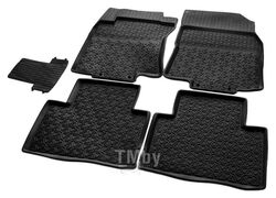 Комплект автомобильных ковриков Nissan X-Trail 2015- , литая резина, низкий борт, 5 предметов, крепеж для передних ковров RIVAL 64109001