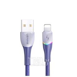 Кабель USB2.0 AM - Lightning USAMS U77 With Colorful Light 1.2 м синий SJ541USB02
