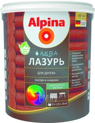 Лазурь для дерева цветная, Сосна, 0,9 л / 0,90 кг Alpina АКВА