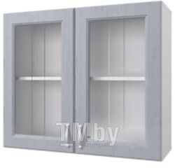 Шкаф навесной для кухни Горизонт Мебель Принцесса 80 с витриной (серый)