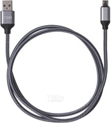Дата-кабель, ДК 10, USB - micro USB, 1 м, тканевая оплетка, серый, TDM SQ1810-0310