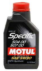 Моторное масло синтетическое MOTUL 5W30 (1L) SPECIFIC 504.00-507.00 VW 504 00 507 00 (100% СИНТ. ЗАМЕНА 101474) 106374