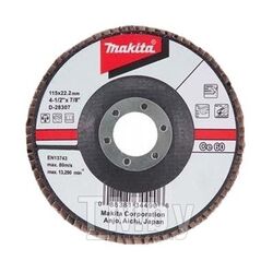 Лепестковый шлифовальный диск MAKITA С60, 125мм, стекловолокно, угловой D-28341