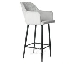 Полубарный стул (кресло) Mara Эмеральд ( Kingstyle 104 F PB ), велюр Seven 324 (светло-серый), опора полубарная (черный)