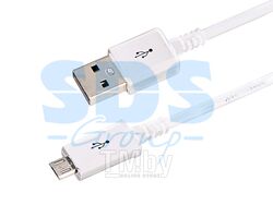 USB кабель microUSB 1 м длинный штекер белый REXANT