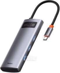 Концентратор Baseus Metal Gleam Series 5-in-1 Type-C to PD+HDMI+3*USB3.0 серый CAHUB-CX0G