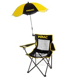 Кресло складное для кемпинга с вентиляционной сеткой + зонтик (подлокотники, подстаканник, сиденье 40х45см,каркас-стальная труба, сумка, нагрузка 120кг.) WMC TOOLS WMC-YYY03-2