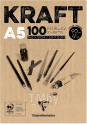 Блок-склейка "Kraft", А5, 90г/м2, 100л. Clairefontaine 96544C