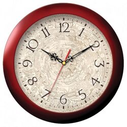 Часы настенные круглые пласт., бордовый Тройка 11131149