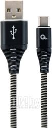 Кабель USB2 Type-C Type-C (A-вилка/C-вилка) 2m (Black/White, Metal+ткань) CablExpert Gembird CC-USB2B-AMCM-2M-BW
