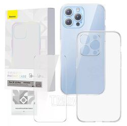 Накладка силиконовая Baseus Corning Series Protective Case for iP 13 Pro, Clear (with all-tempered-glass screen protector and cleaning kit) (P60112201201-01)