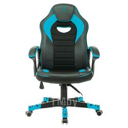 Кресло игровое Zombie GAME 16 черный/голубой, ткань/эко.кожа, крестов. пластик