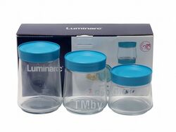 Набор банок для сыпучих продуктов стеклянных 3 шт. 500/750/1000 мл с пластмассовыми крышками Luminarc Q6636