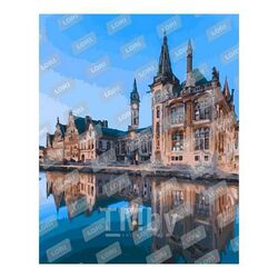 Набор для рисования по номерам, картина 41х51 см "Город Гент" (холст на подрамнике, краски, кисть) LORI Рх-080