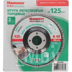 Круг лепестковый торцевой 125 Х 22 Р 40 тип 1 КЛТ Hammer Flex 213-016 SKIN упаковка 2 шт. 498223