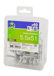 Саморез кровельный EKT 5,5х51 сверло, цинк, с резиновой прокладкой, в пласт. контейнере (упак/40шт) B004412