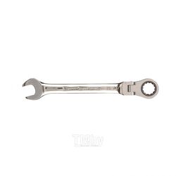 Ключ комбинированный трещоточный, 15 мм, CrV, шарнирный, зерк.хром Matrix 14828