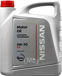 Масло моторное синтетическое 5л - 5W30 MOTOR OIL FS C4 NISSAN KE90090043R