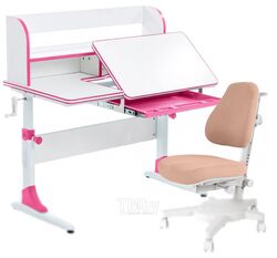 Парта+стул Anatomica Study-100 Lux Armata с органайзером (белый/розовый/светло-розовый)