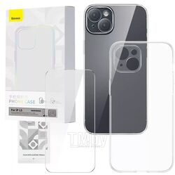 Накладка силиконовая Baseus Corning Series Protective Case for iP 13, Clear (with all-tempered-glass screen protector and cleaning kit) (P60112201201-00)