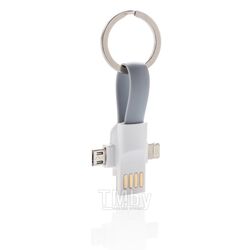 Кабель-брелок с микро-USB "P302.113" пласт./метал., серый/белый Xindao