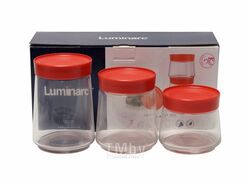Набор банок для сыпучих продуктов стеклянных 3 шт. 500/750/1000 мл с пластмассовыми крышками Luminarc Q6641