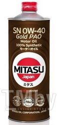 Моторное масло синтетическое MITASU 0W40 1L GOLD PAO SN API SN для бенз. ДВС, 100% Synthetic MJ1041