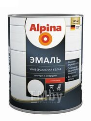 Эмаль универсальная Alpina белая глянцевая, 0,75 л/ 0,83 кг 948103765