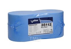 Бумага промышленная протирочная двухслойная, синяя, не распадается на слои, не оставляет ворса и пыли, 970 отрывов, размер отрыва 24х30 см, длина 290 м CELTEX 35112