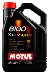 Моторное масло Motul 5W40 (4L) 8100 X-CESS GEN2 (API SN CF ACEA A3 B4 BMW LL-01 VW 502(5).00) 109775