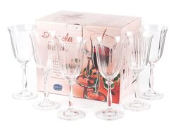 Набор бокалов для вина стеклянных граненых "Angela" 6 шт. 350 мл Crystalex