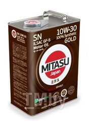 Моторное масло синтетическое MITASU 10W30 4L GOLD SN API SN ILSAC GF-5, Dexos 1 100% СИНТ. MJ1054