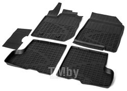 Комплект автомобильных ковриков Lada Xray (с бардачком и без) 2016- , литая резина, низкий борт, 5 предметов, крепеж для передних ковров RIVAL 66007002