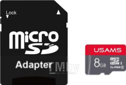 Карта памяти MicroSDHC 8GB Class 6 USAMS US-ZB116 High Speed +Адаптер, красный ZB116TF01