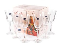 Набор бокалов для вина стеклянных граненых "Angela" 6 шт. 250 мл Crystalex