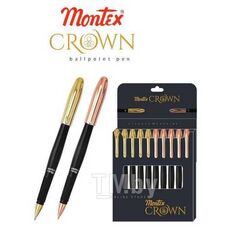 Ручка шариковая Crown с син. cтержнем, мет. клип, мет. наконечник Montex Crown