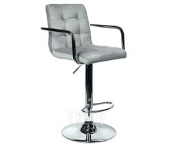 Стул (кресло) барный Kingstyle Logos GB, основание хром, велюр Seven 324 (светло-серый)
