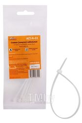 Стяжки (хомуты) кабельные 2,5x100 мм, пластиковые, белые, 10 шт. ACTN01