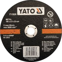 Круг отрезной по металлу YATO 180х2.5х22мм YT-5926