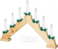 Светильник светодиодный Holiday Новогодняя горка 7х0.1Вт тепл. бел. 7 свечей дерево элементы питания в компл. GAUSS HL020