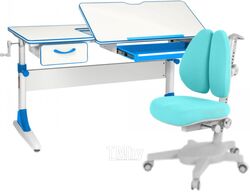 Парта+стул Anatomica Study-120 Armata Duos с органайзером и ящиком (белый/голубой/голубой)