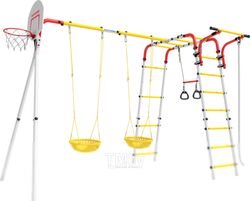Игровой комплекс Romana Акробат 2 / 103.19.05 (качели детские с сеткой, белый/красный/желтый)